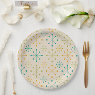 Plato De Papel Estrella Atómica de Color Naranja Verde Turquesa d