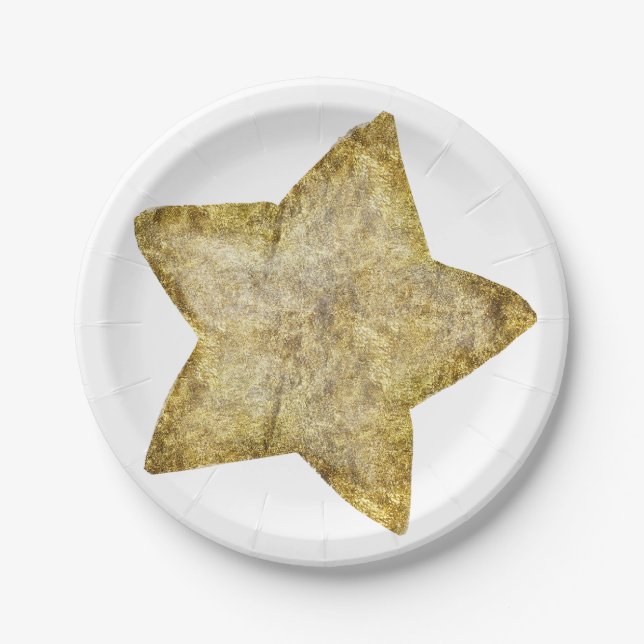 Plato De Papel Estrella atractiva del oro (Anverso)