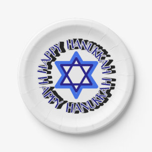 Plato De Papel Estrella azul de David Feliz Hanukkah Chanukkah Ju
