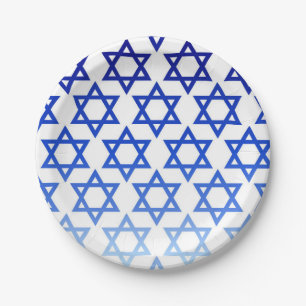 Plato De Papel Estrella azul del día de fiesta judío feliz de