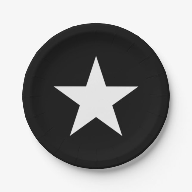 Plato De Papel Estrella blanca y negra (Anverso)