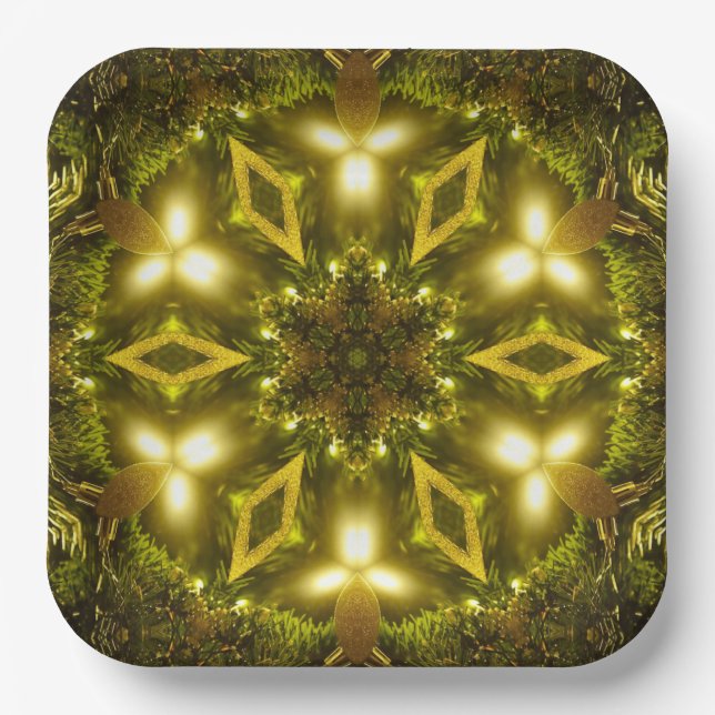 Plato De Papel Estrella brillante Navidades Golden Mandala Kaleid (Anverso)