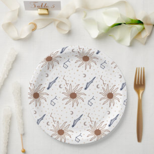 Plato De Papel Estrella celeste, sol y luna