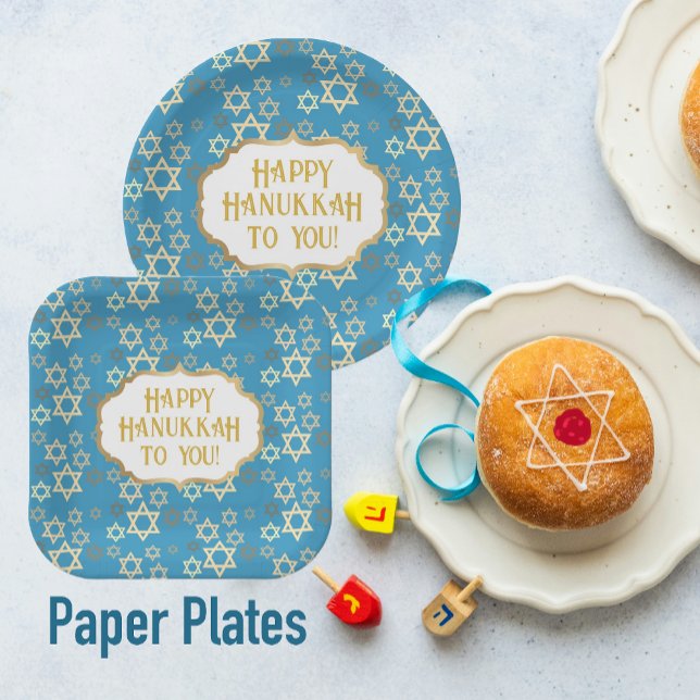 Plato De Papel Estrella contemporánea feliz de Hannukah de David (They maybe paper plates, but they still look quite elegant!)