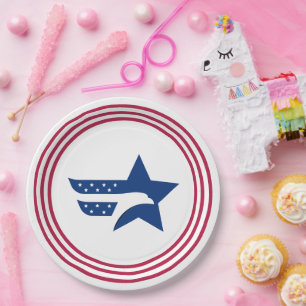 Plato De Papel Estrella de Águila Americana Patriótica