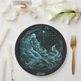 Plato De Papel Estrella de Astrología Aquarius diseñada
