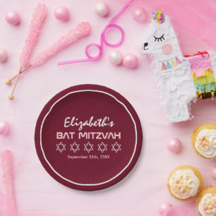 Plato De Papel Estrella de David Pattern Bat Mitzvah