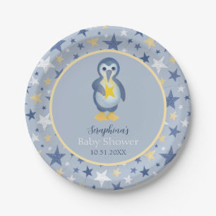 Plato De Papel Estrella de Invierno Cute Penguin Baby Shower