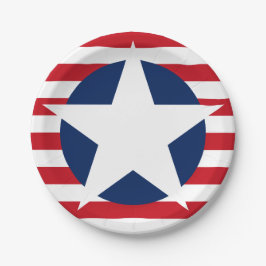 Plato De Papel Estrella de la bandera estadounidense y Patriótico