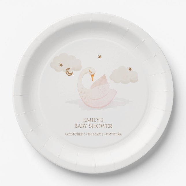 Plato De Papel Estrella de la luna del cisne de la princesa simpl (Anverso)