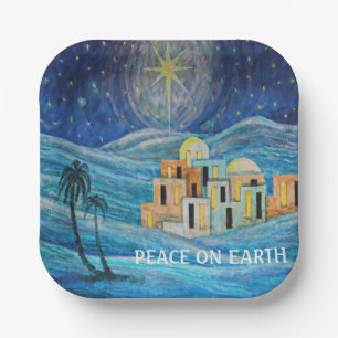 Plato De Papel Estrella de la Paz en la Tierra Navidades de Bethl
