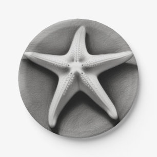Plato De Papel Estrella de mar en blanco y negro