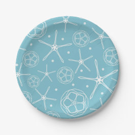 Plato De Papel Estrella de mar Perla Blanca Elegante Boda Ducha N