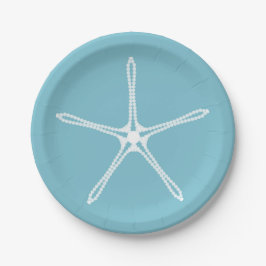 Plato De Papel Estrella de Mar Perla Blanca Elegante Ducha de Nov