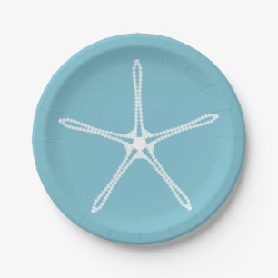 Plato De Papel Estrella de mar perla blanca elegante ducha de nov