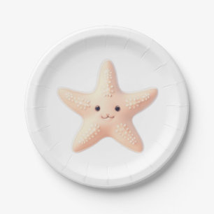 Plato De Papel Estrella de Mar Rosa Adorable