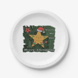 Plato De Papel Estrella de pan de jengibre navideño