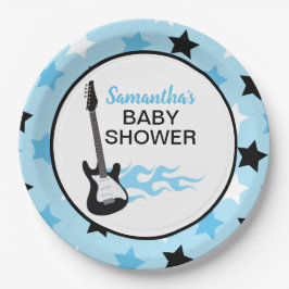 Plato De Papel Estrella de rock azul Guitar Rock-a-Bye Rockstar