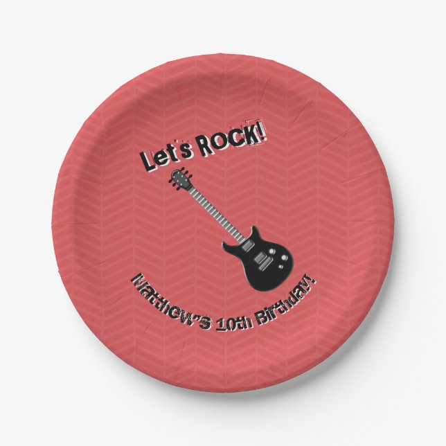 Plato De Papel Estrella de rock de guitarra (Anverso)