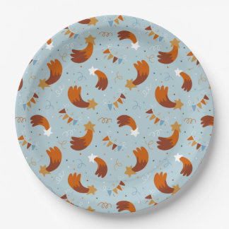 Plato De Papel Estrella de tiro y celebración de Confetti azul cl