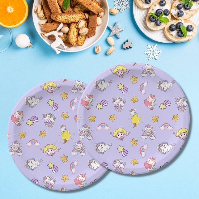 Plato De Papel Estrella del arco iris de Unicornio enciende tema  (Subido por el creador)