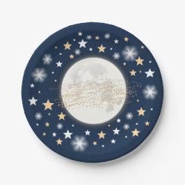 Plato De Papel Estrella del centelleo de la luna del cielo de