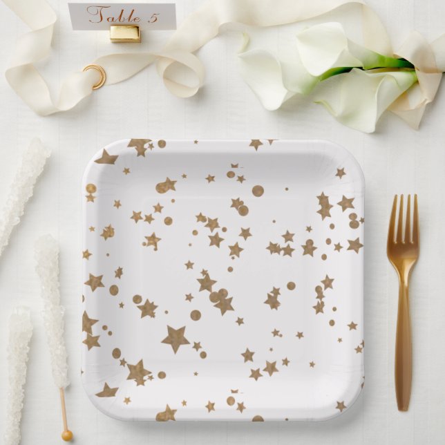Plato De Papel Estrella dorada (Boda)