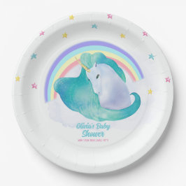 Plato De Papel Estrella genial Pastel Baby Shower arcoiris Unicor