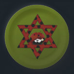 Plato De Papel Estrella judía de David<br><div class="desc">Estrella roja de David con puntos negros de polka y una linda mariquita.</div>