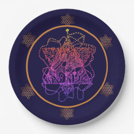 Plato De Papel Estrella judía del arcoiris oscuro de Berry