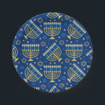 Plato De Papel Estrella judía feliz de Hanukkah Menorah Placa de<br><div class="desc">Hanukkah feliz,  Menorah,  estrella judía,  placas de papel azul.</div>