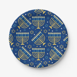 Plato De Papel Estrella judía feliz de Hanukkah Menorah Placa de 