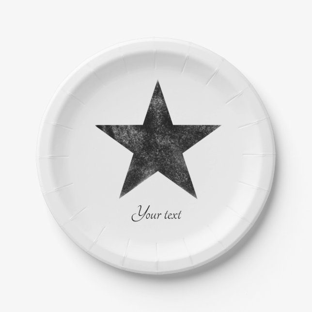 Plato De Papel Estrella negra rusa personalizada (Anverso)