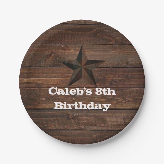 Plato De Papel Estrella oxidada occidental sobre fiesta campestre (Anverso)