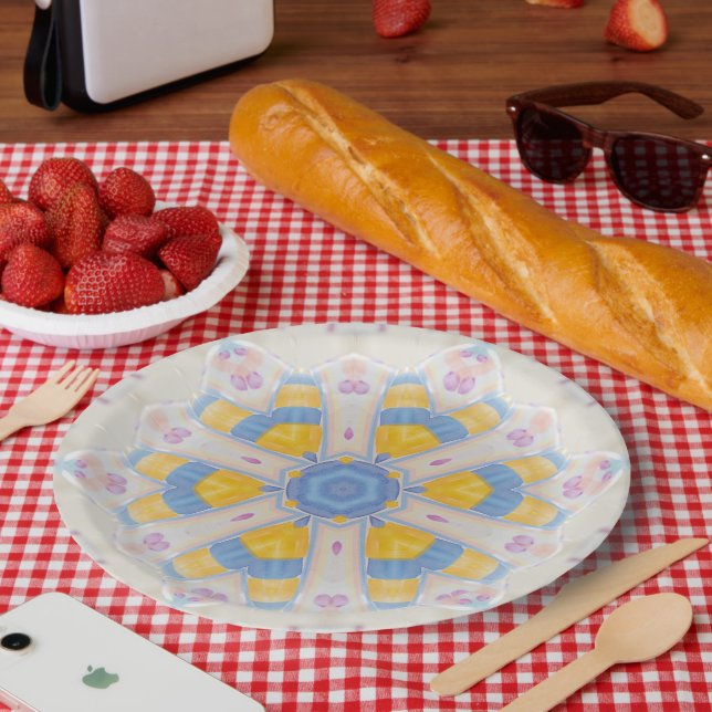 Plato De Papel Estrella Pastel Dulce Corazón Rosa Amarillo Azul (Picnic)