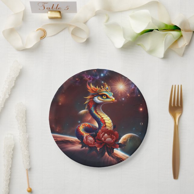 Plato De Papel Estrella real serpiente del universo. (Boda)