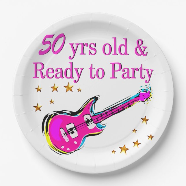 PLATO DE PAPEL ESTRELLA ROCK DE 50 AÑOS (Anverso)