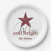 Estrella rústica Merry & Bright personalizada