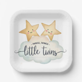 Plato De Papel Estrella y Nube - Twinkle, Pequeños Gemelos Twinkl