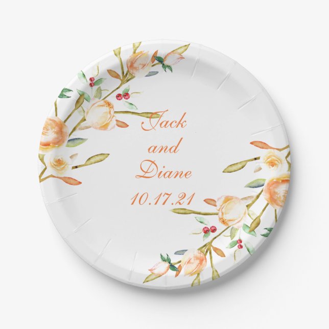 Plato De Papel Estrellas acuáticas de Rosa y de Berry (Anverso)