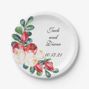 Plato De Papel Estrellas acuáticas de Rosa y de Berry