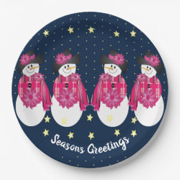 Plato De Papel Estrellas amarillas con azul marino y rosa