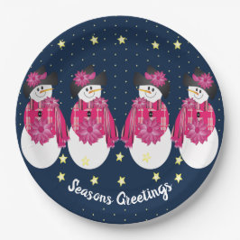 Plato De Papel Estrellas amarillas con azul marino y rosa