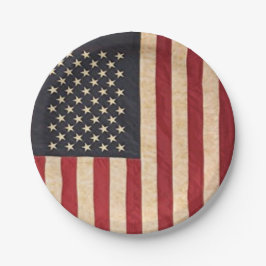 Plato De Papel Estrellas antiguas y rayas Bandera estadounidense 