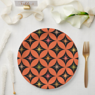 Plato De Papel Estrellas atómicas retro de mediados de siglo en c