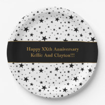 Estrellas blancas/negras personalizados con aniver