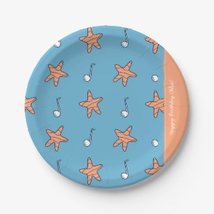 Plato De Papel Estrellas costeras y notas musicales Feliz cumplea