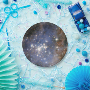 Plato De Papel Estrellas de diamantes en el espacio de burbujas d