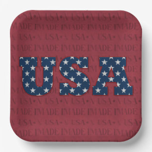 Plato De Papel Estrellas de Estados Unidos y rayas Placa de papel