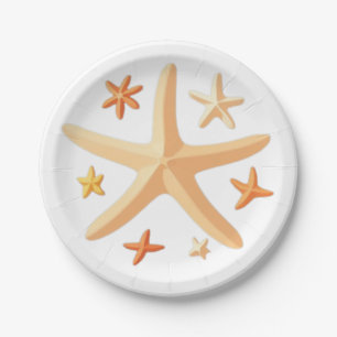 Plato De Papel Estrellas de mar y las pequeñas